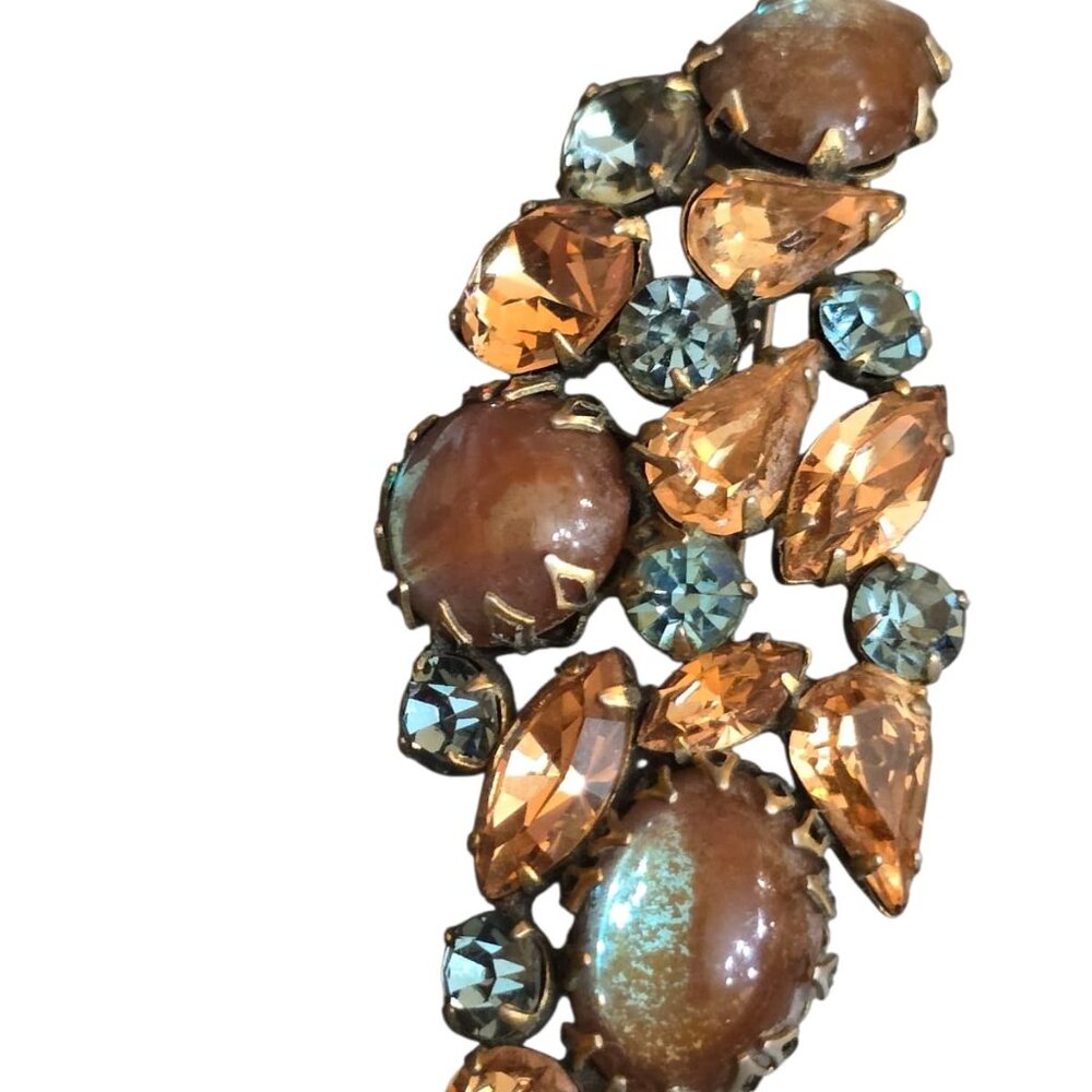 Vintage Unsigned Verified Regency Sapphiret Rhinestone Brooch (A9467)